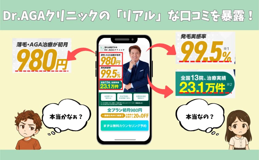 Dr.AGAクリニックのリアルな口コミを暴露！