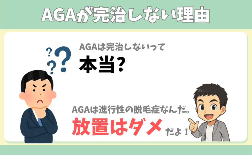 AGAは完治しない?理由と改善方法を分かりやすく徹底解説！