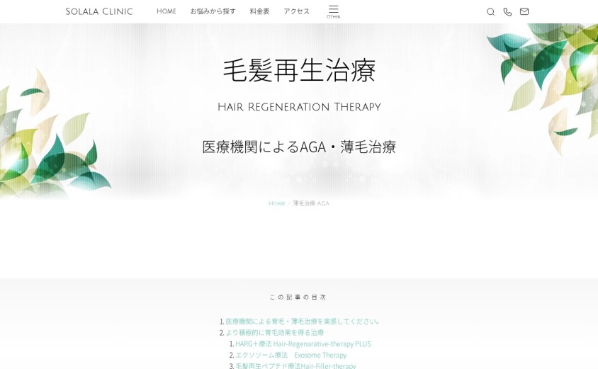 ソララクリニックの公式サイト