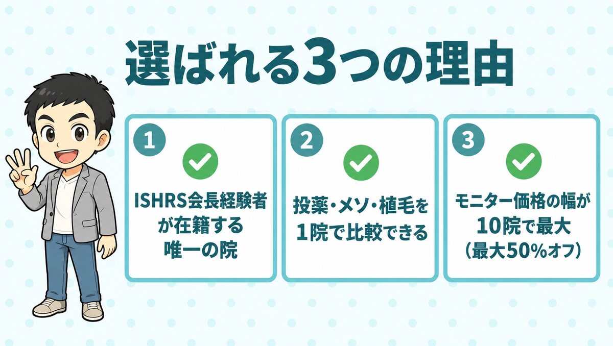 AGAスキンクリニックが選ばれる3つの理由