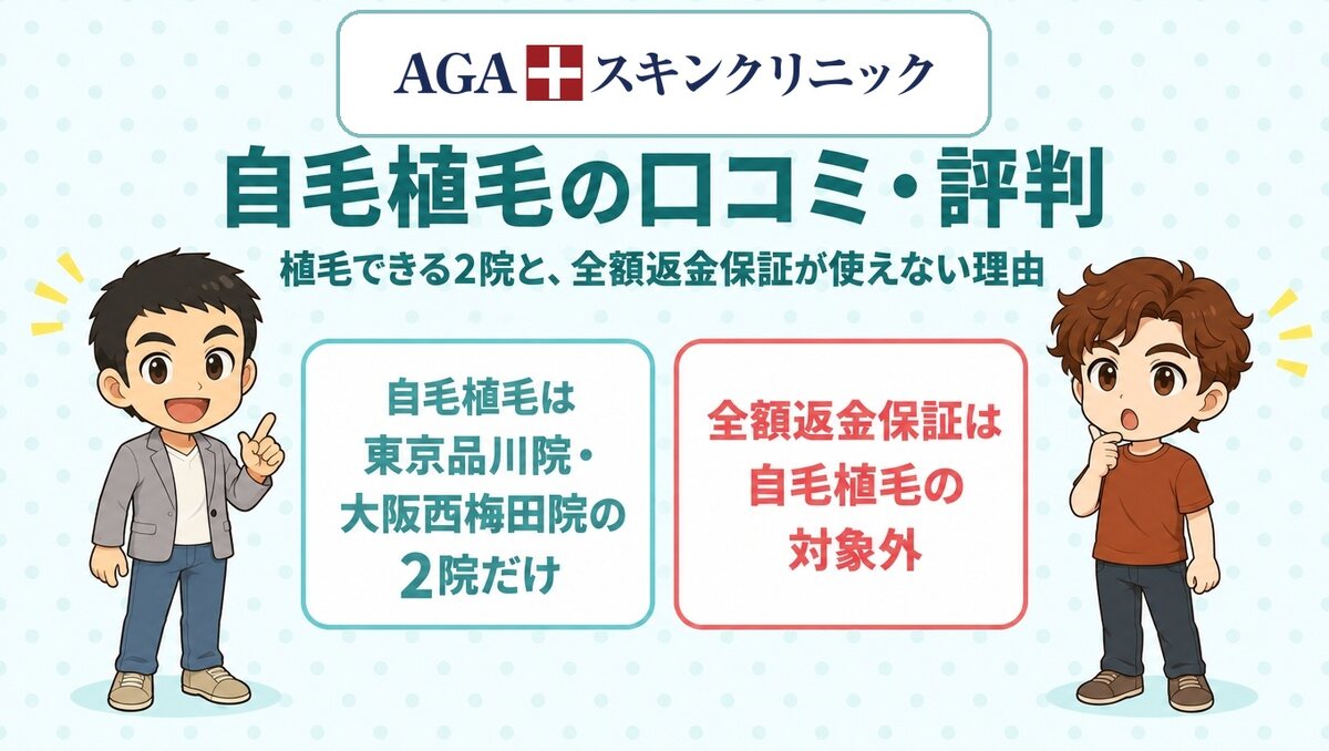AGAスキンクリニックの自毛植毛の口コミ・評判（公式ロゴ入りアイキャッチ）