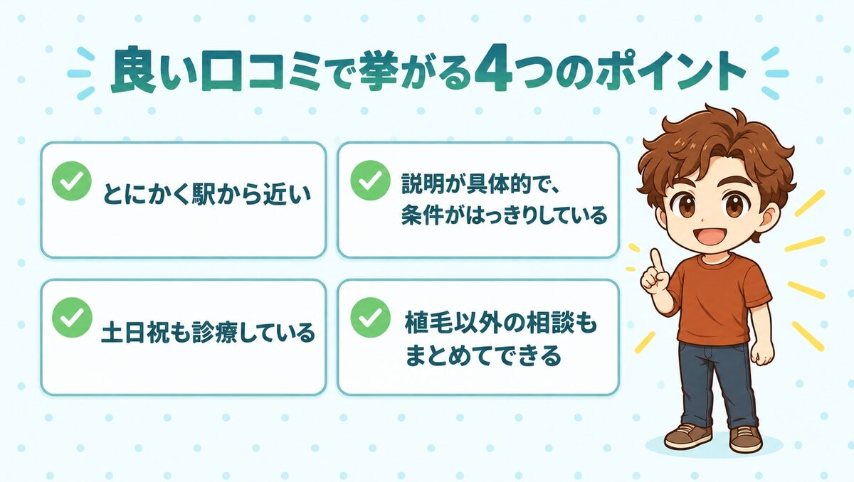 アルモ形成クリニックの良い口コミで挙がる4つのポイント