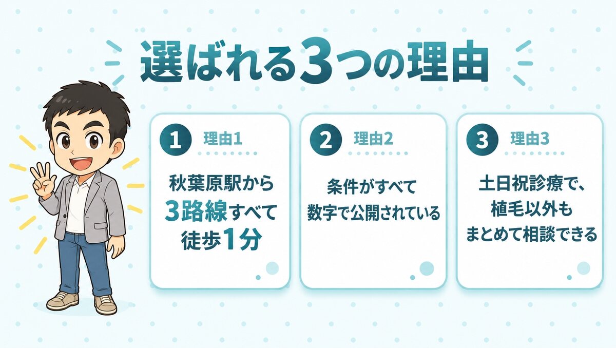 アルモ形成クリニックが選ばれる3つの理由