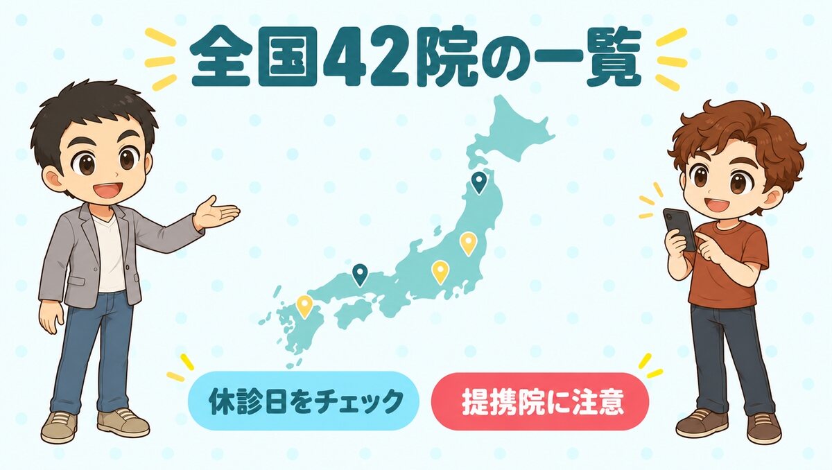 イースト駅前クリニック全国42院の一覧。休診日と提携院を確認