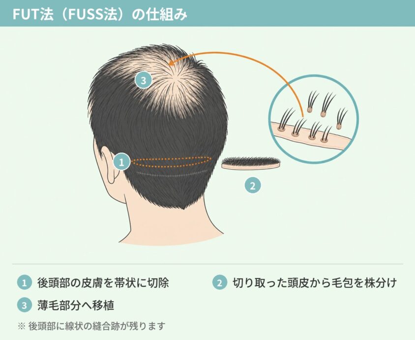 FUT法（FUSS法）の仕組みを示した図解