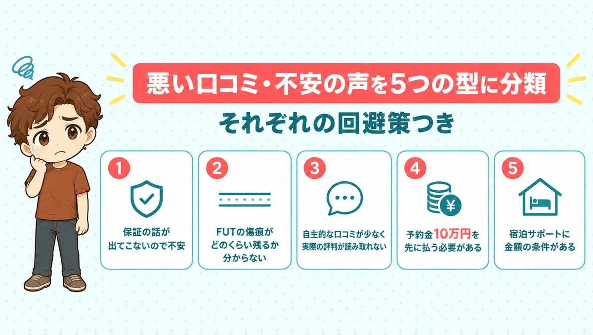 紀尾井町クリニックの悪い口コミ・不安の声を5つの型に分類