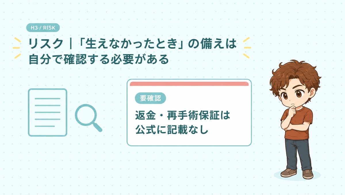 リスク|生えなかったときの備えは自分で確認する必要がある