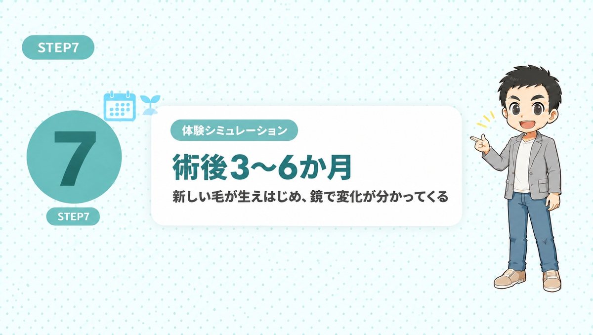 新しい毛が生えはじめ、鏡で変化が分かってくる時期