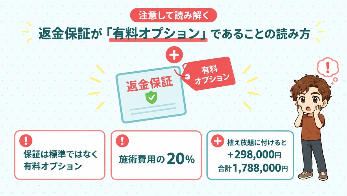 東京植毛クリニックの返金保証が有料オプションであることの読み方