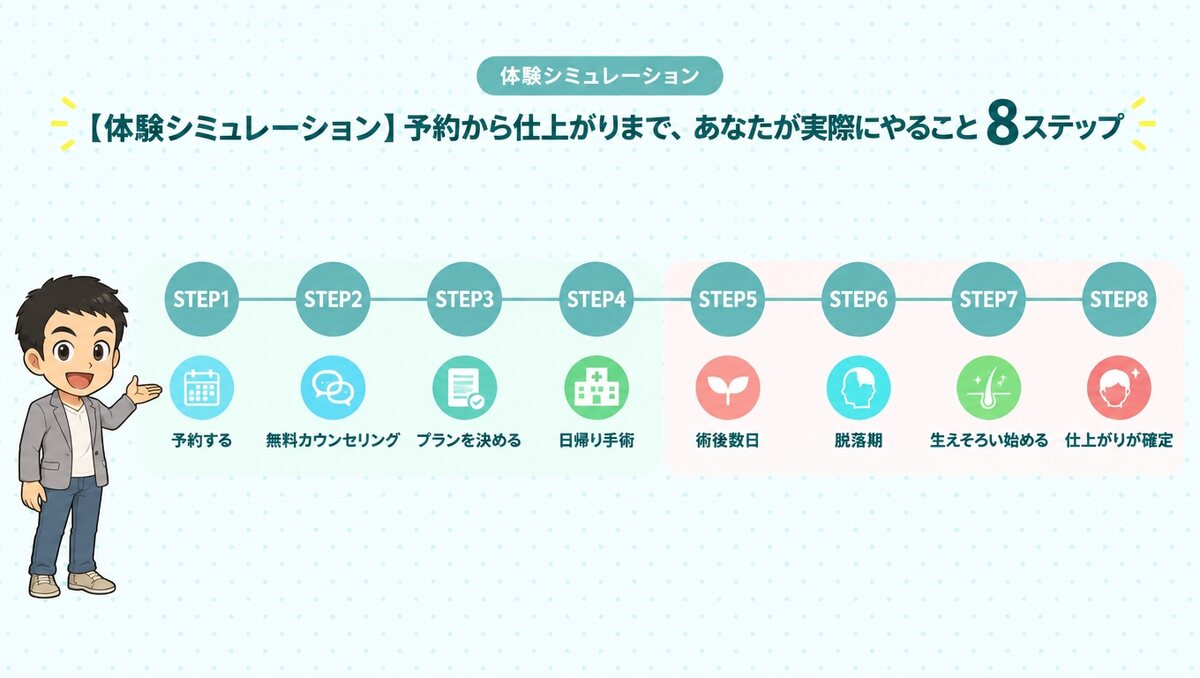 東京植毛クリニックの予約から仕上がりまで、あなたが実際にやること8ステップ